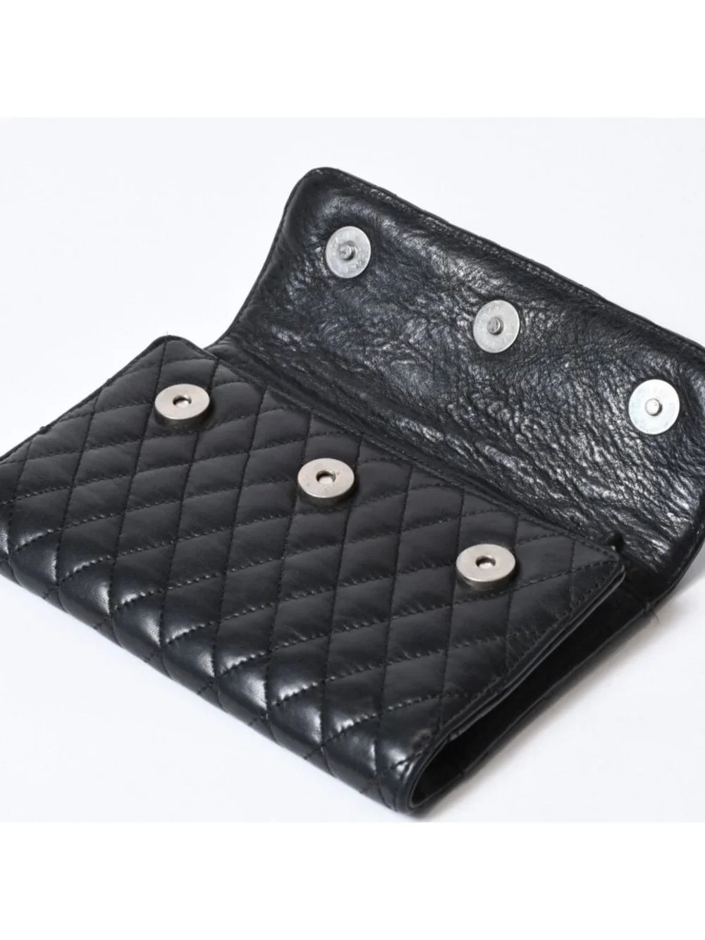 Chrome Hearts Quilted Leather Wallet BS Flare Lambskin Black
